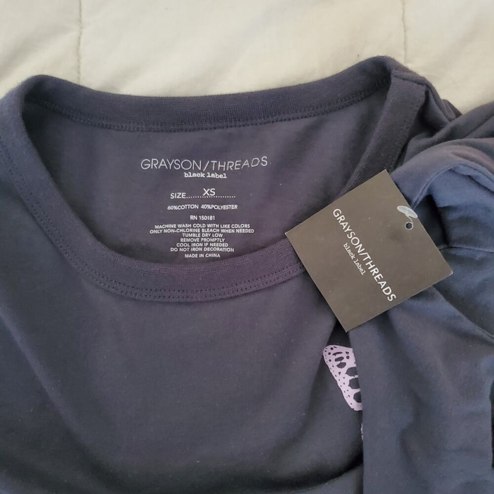 Grayson Threads Black Label Butterfly Long-Sleeve Graphic Top Size XS - Picture 5 of 5